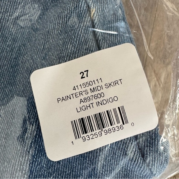 NWT! Obey Clothing Denim Painters Midi Skirt Color: Light Indigo - Picture 5 of 7